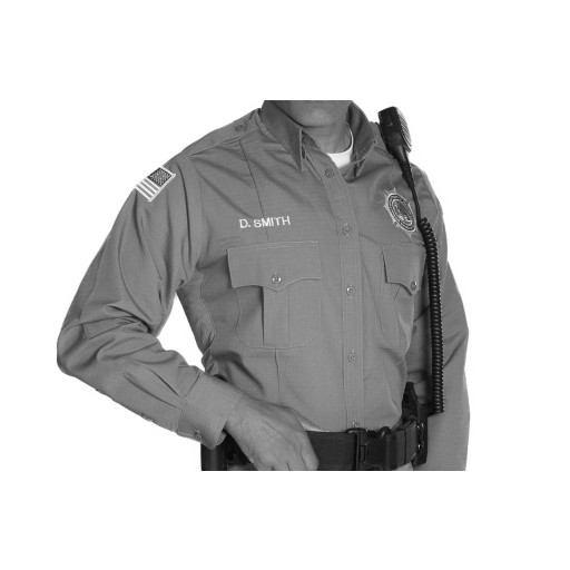 Men's Ergo Stretch Nickel Gray Ripstop Poly/Cotton Long Sleeve Class B Utility Shirt