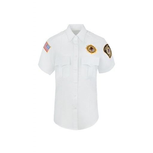 Women's White Poly/Rayon Short Sleeve Class A Dress Shirt