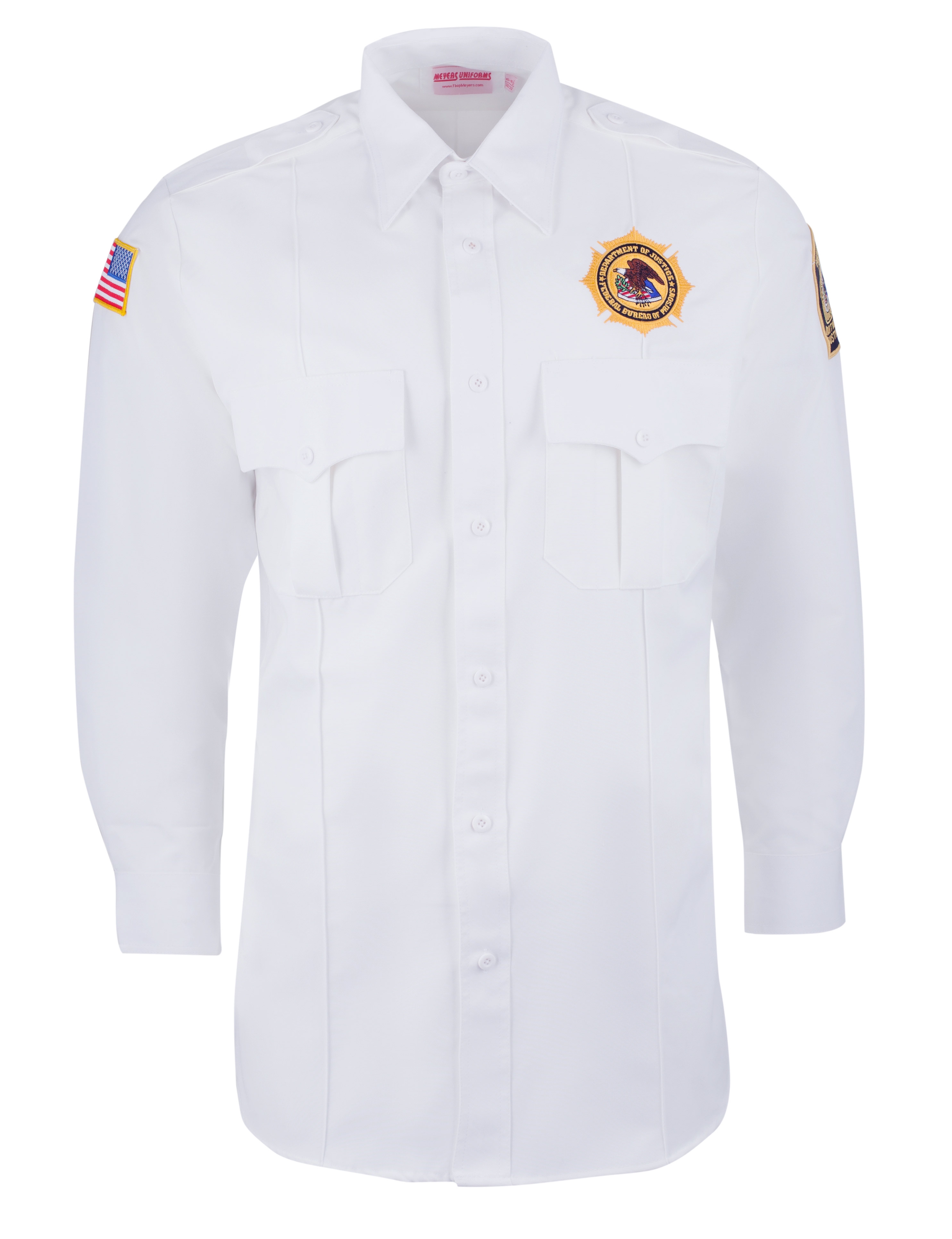 Men's White Poly/Rayon Long Sleeve Class A Dress Shirt